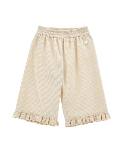 Monnalisa Kids'   Heart Ruffle Trousers In Neutral