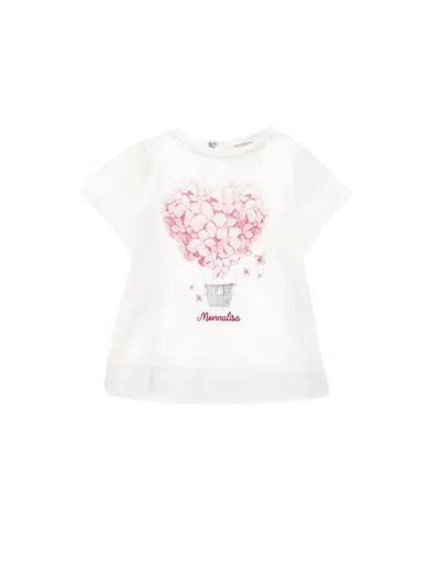 Monnalisa Hot Air Balloon Print T-shirt In Cream