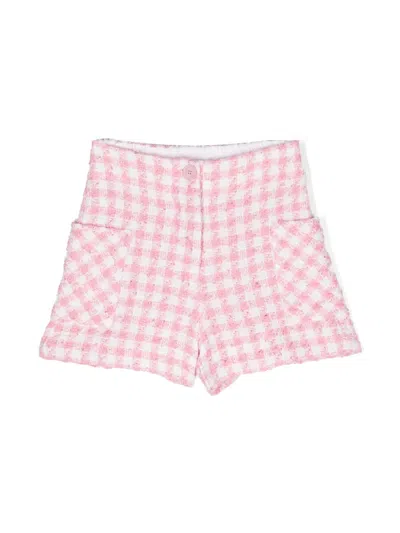 Monnalisa Kids' Houndstooth Bouclé Shorts In White