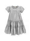 Monnalisa Patterned-jacquard Dress In Silver