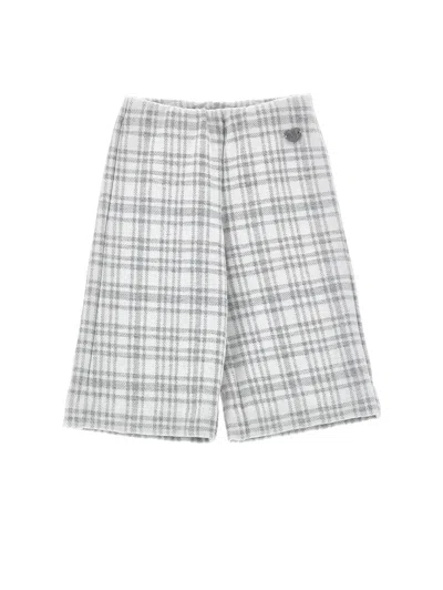 Monnalisa Kids'   Houndstooth Palazzo Trousers In Grey + Cream