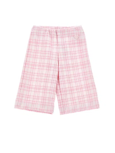 Monnalisa Kids'   Houndstooth Palazzo Trousers In Rosa Fairytale + Cream