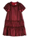 Monnalisa Houndstooth-pattern Tiered Dress In Red