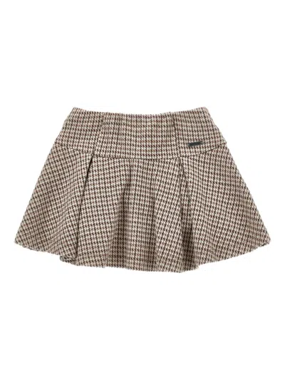 MONNALISA HOUNDSTOOTH PLEATED MINI SKIRT