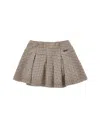 Monnalisa Houndstooth Pleated Mini Skirt In Brown