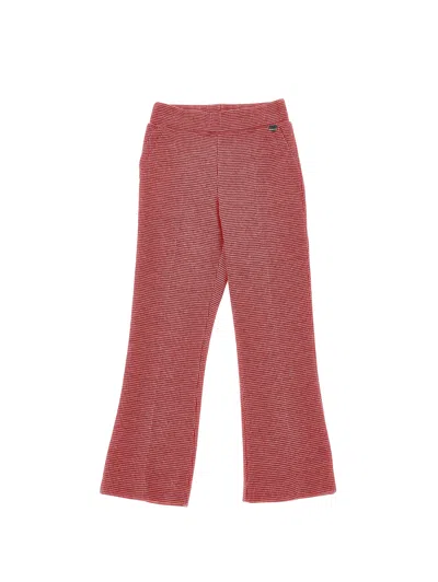 Monnalisa Kids'   Houndstooth Trousers In Cream + Ruby Red