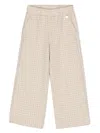 Monnalisa Houndstooth Wide-leg Trousers In Neutrals