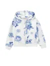 Monnalisa Ice Rose Zip-up Hoodie In Cream + Navy Blue