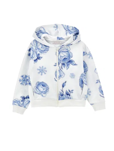 MONNALISA MONNALISA  ICE ROSE ZIP-UP HOODIE