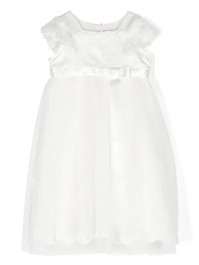 Monnalisa Babies' Iconic Chic Lace-trim Flared Dress In White