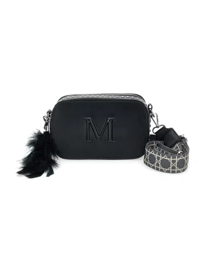 Monnalisa Iconic Logo And Feathers Bag In Black