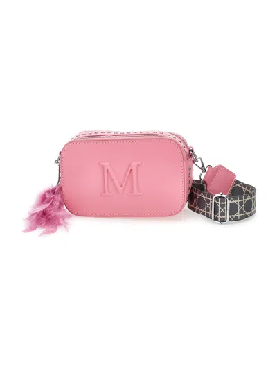 Monnalisa Iconic Logo And Feathers Bag In Fuchsia