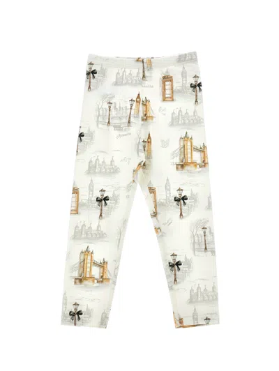 Monnalisa Iconic Print Jersey Leggings In White