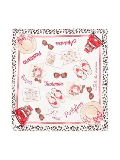 Monnalisa Kids' Illustration-style Print Scarf In White