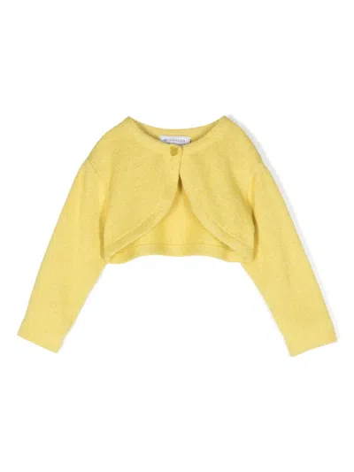 Monnalisa Kids' Intarsia-knit Cropped Cardigan In 黄色