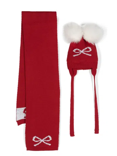 Monnalisa Babies' Intarsia-knit Set In Red