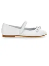 Monnalisa Iridescent Leather Ballet Flats In White