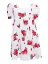 Monnalisa Strawberry-print Tiered Dress In White
