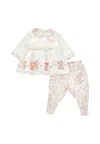 Monnalisa Ivory Birth Set For Baby Girl With Teddy Bears In White