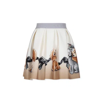 Monnalisa Kids'   Lady And The Tramp Neoprene Skirt In Cream + Grey