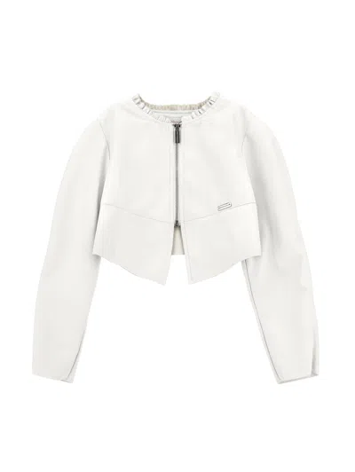 Monnalisa Kids'   Coated Fabric Jacket In Cream