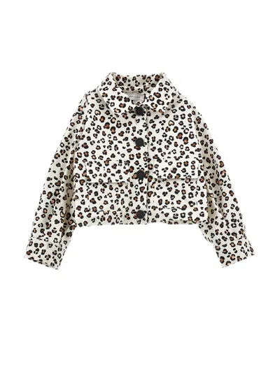 Monnalisa Kids' Jacke Aus Gabardine Mit Animal-print In White