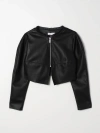 Monnalisa Logo-plaque Faux-leather Jacket In Black