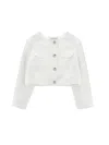 Monnalisa Jacket With Jewel Buttons In White