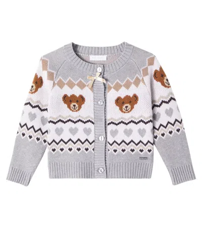 Monnalisa Kids' Jacquard Cardigan In Gray