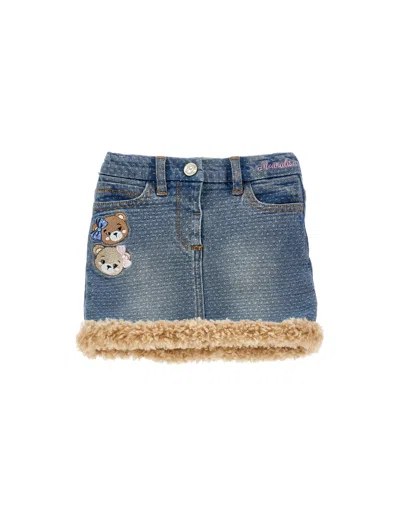 Monnalisa Kids' Jacquard-jeansrock In Blu Stone Denim