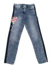 Monnalisa Floral-embroidery Jeans In Blue
