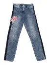Monnalisa Floral-embroidery Jeans In Blue