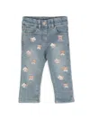Monnalisa Teddy Bear-embroidered Jeans In Blue