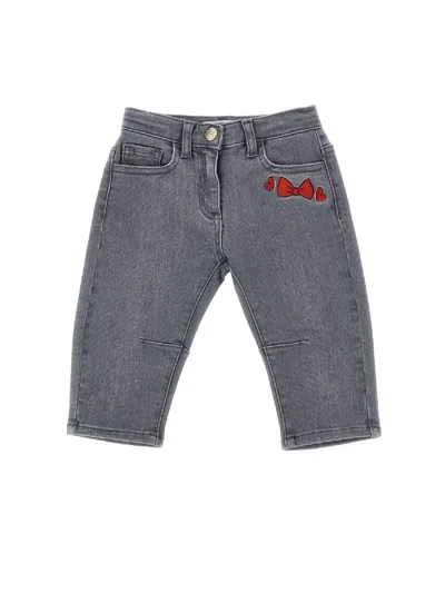 Monnalisa Jeans Ric.dog Denim Felpa In Gray