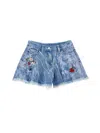 Monnalisa Jeans Shorts With Rhinestones In Stone Bleach