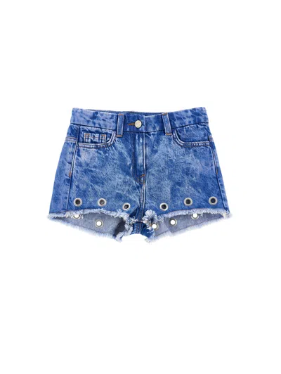 Monnalisa Kids' Jeansshorts Mit Segeln In Blu Stone Denim