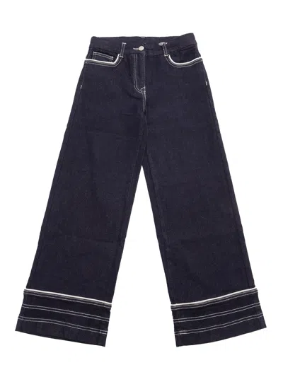 Monnalisa Kids' Zweifarbige Jeans Mit Herztaschen In Blue