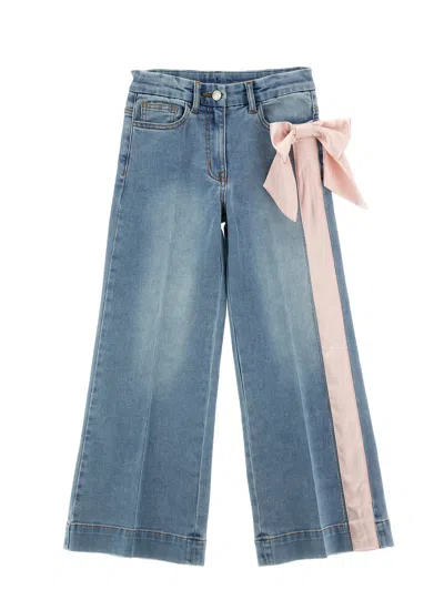 Monnalisa Kids'   Jeans With Bow In Blue