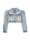 Monnalisa Denim Jacket With Jewel Buttons In Stone Bleach