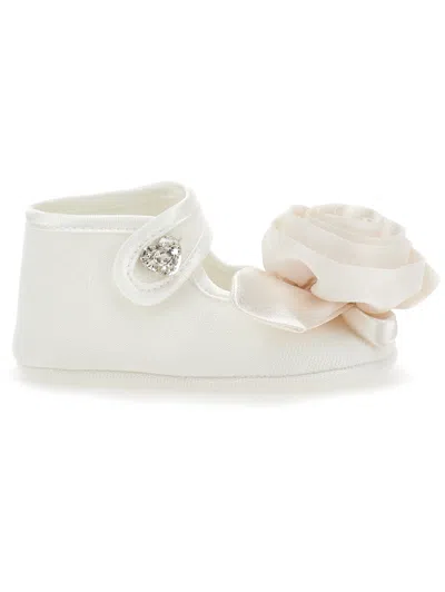 Monnalisa Kids' Rose-appliqué Booties In Cream