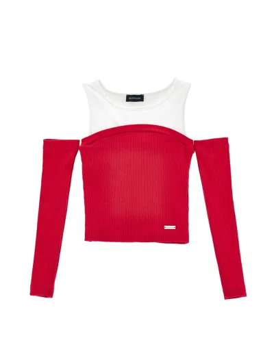 Monnalisa Kids'   Jersey Camisole With Sleeves In Cream + Magenta