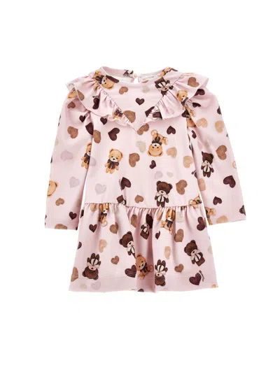 Monnalisa Jersey Dress With Flounce In Light Pink