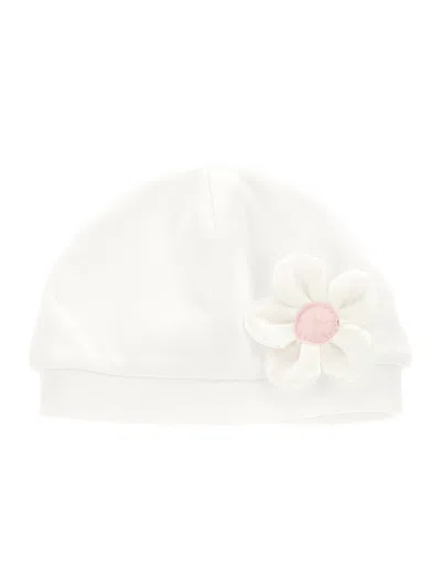 Monnalisa Kids'   Jersey Hat With Flower In Cream