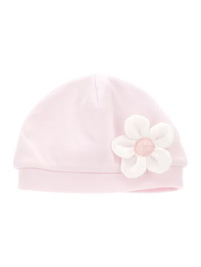 Monnalisa Kids'   Jersey Hat With Flower In Dusty Pink Rose