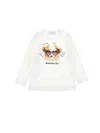 Monnalisa Bear-graphic Long-sleeve T-shirt In White