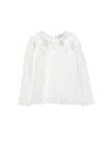 Monnalisa Jersey Shirt With Rhinestones In Cream
