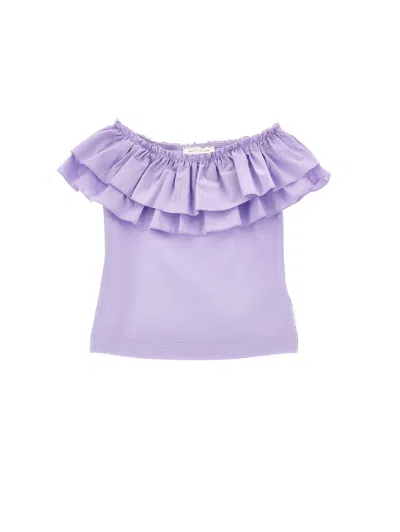 Monnalisa Kids'   Jersey T-shirt With Maxi Trim In Wisteria