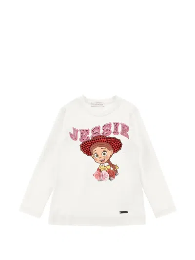 Monnalisa Kids' Jessie Rhinestone-embellished T-shirt In White