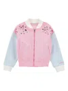 Monnalisa Jewel-embellished Bomber Jacket In Pink