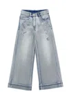 Monnalisa Jewel Five-pocket Jeans In Stone Bleach